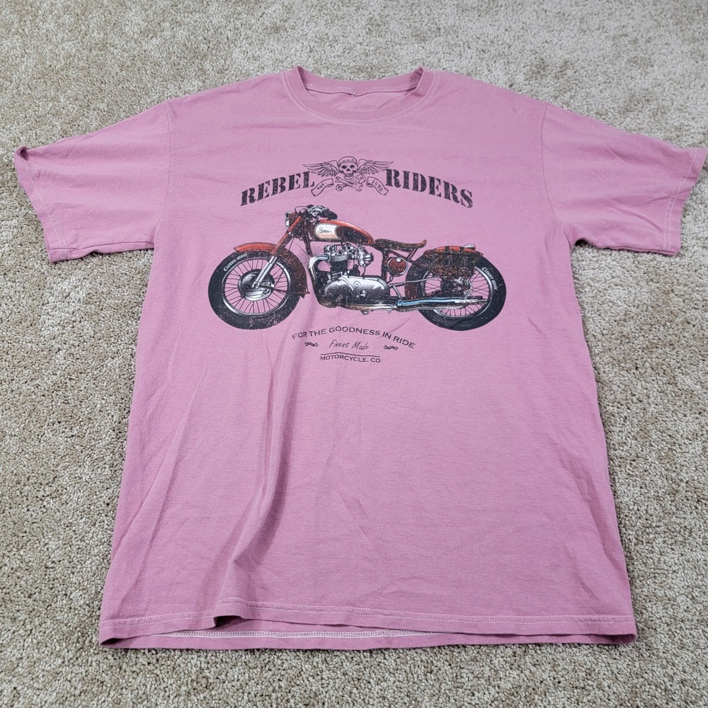 Full Tilt Rebel Riders Graphic Tee Motorcycle Short Sleeve Pink Size Small